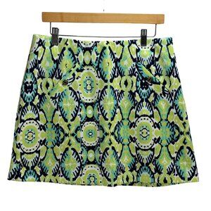 Colorful Pappagallo Ikat-Print Cotton & Elastane Skort Lining Size L
